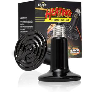 100W Ceramic Heat Emitter, 2 Pack Reptile Heat Bulbs, Ceramic Heat Lamp for Reptiles, Amphibian, Chicken, Dog, Cat, Snake, Chicken