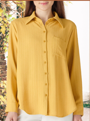 MANAIXUAN Womens Long Sleeve Button Down Shirt Blouse Loose Fit Casual V-Neck Tops S