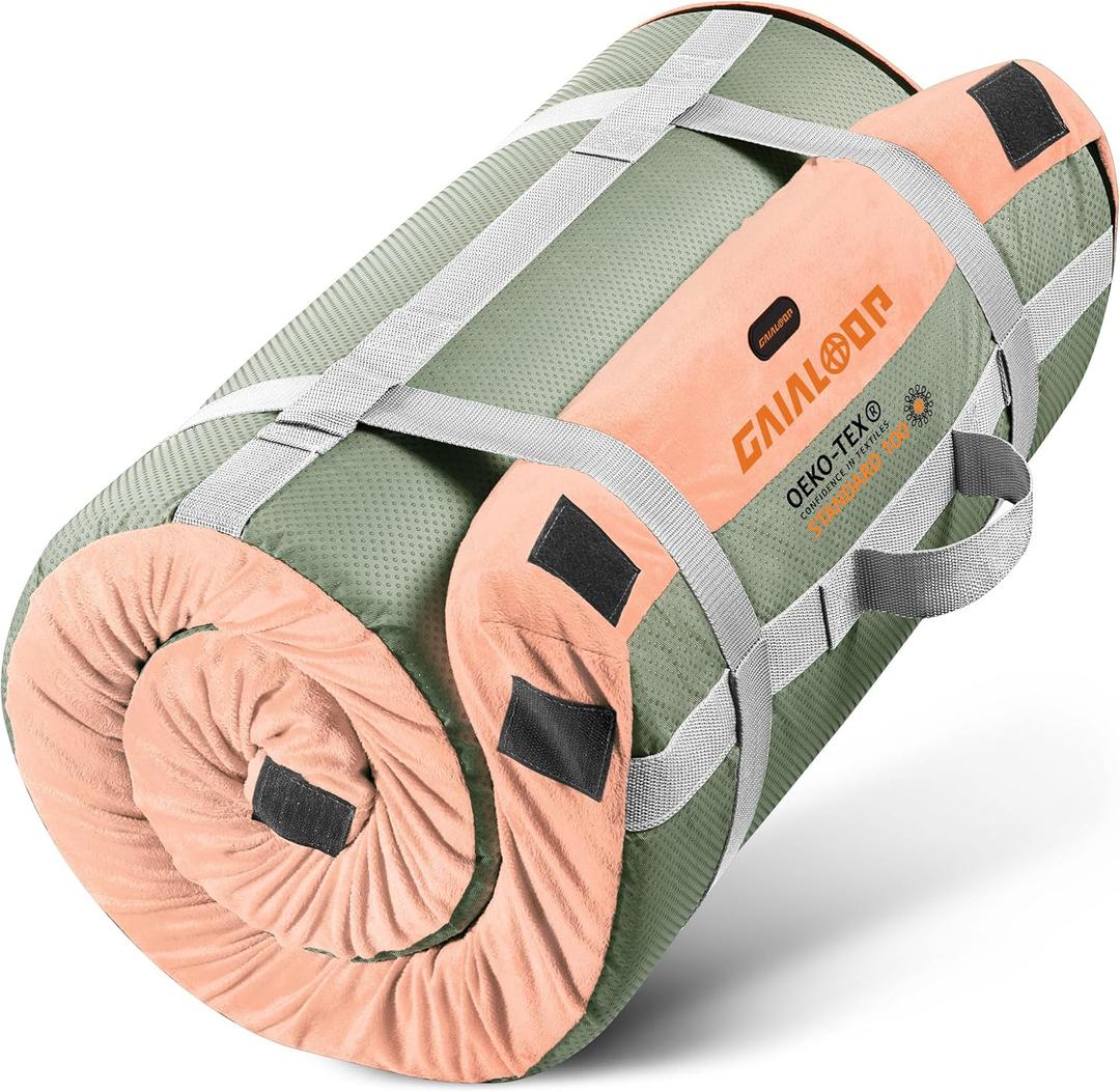 Floor Memory Foam Car Camping Bed Glamping Roll Up Futon Mattress, Japanese Floor Sleeping Mat Camp Cot Mattress Pad Travel Guest Side Sleepers [Cot: 72 * 24 * 3''] (Cream Pink)