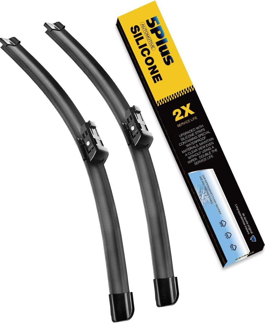 5 PLUS Silicone Windshield Wipers 24 and 19 Inch Replacement For VOLKSWAGEN VW Jetta 2023-2011 Passat 2018-2012 CC 2017-2013, Automotive Replacement Windshield Wipers With Water Repellent