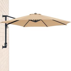 ABCCANOPY Patio Umbrella 10FT - Wall Mount Outdoor Hanging Umbrella Sunshade Umbrella with Crank for Balcony, Apartment, Patio, Garden,Khaki (Tan)