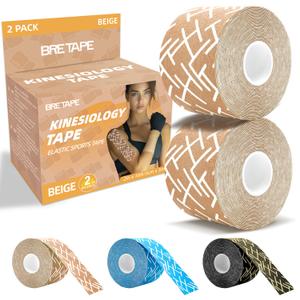 Kinesiology Tape Rolls 2-Inch x 16 ft Waterproof and Hypoallergenic Athletic Tape for Muscle Support, Knee, Shoulder, and Ankle, 2 Rolls (Brown)