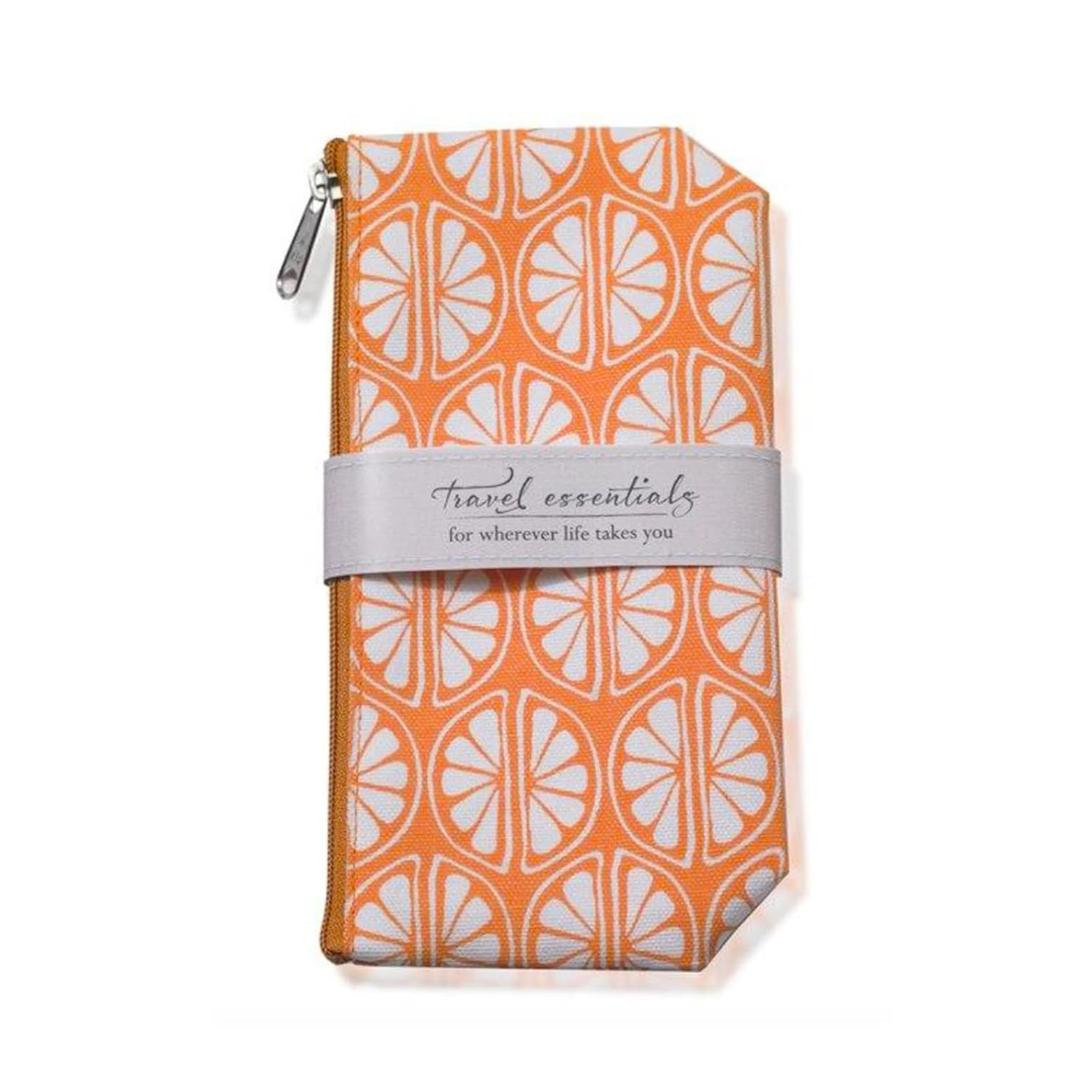 Mangiacotti Cosmetic Bag Travel Essentials Canvas Makeup Pouch Toiletry Bags, 4.75" x 8.5", Clementine