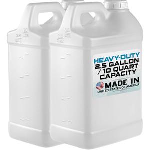 kitchentoolz 2.5 Gallon Jug - F-Style HDPE with Secure Seal Lid - Heavy-Duty Storage - Used Oil Container & 2.5 Gallon Water Jug - Large Liquid Container Pack of 2