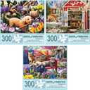 Bits and Pieces - Value Set of Three (3) - 300 Piece Jigsaw Puzzles for Adults - Spring Collection Large Piece Jigsaws by Artist Larry Jones - 18 x 24