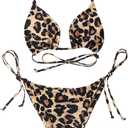 SUUKSESS Women String Bikini Set Tie Side Thong Sexy Halter Swimsuits 2 Pieces (Brown, M)