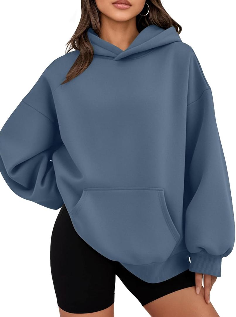 WYNNQUE Hoodies for Women Oversized Sweatshirts Fall Fashion Outfits 2026 Casual Sweaters Tops Fleece Workout Winter Clothes (Medium, Greyblue)