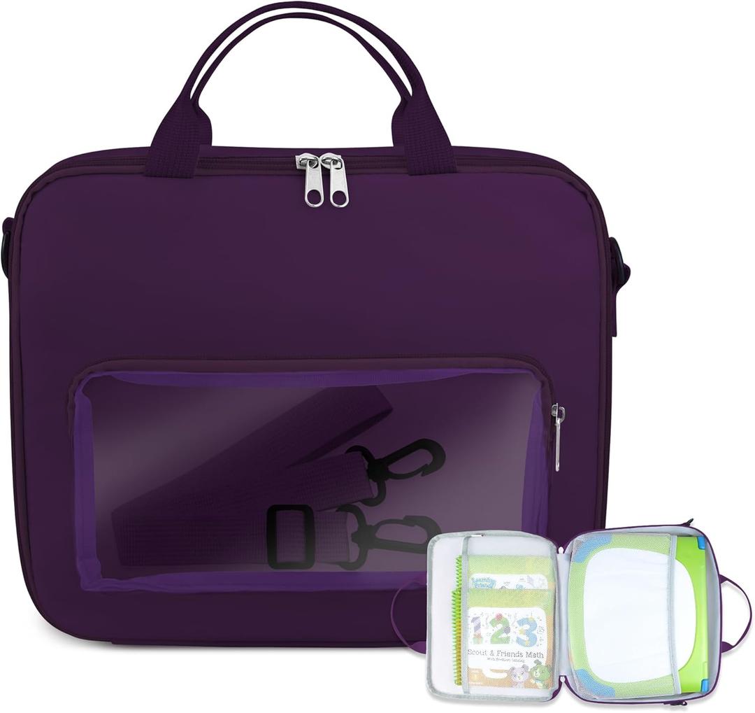 Briefcases Compatible with Leapfrog LeapStart 3D Interactive Learning System, Messenger Shoulder Bag for Kids Laptop or Tablet (Purple)