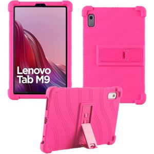 Case for Lenovo Tab M9 Cover 9.0 inch (TB-310FU,2023 Released), Kids Friendly Soft Silicone Adjustable Stand Cover for Lenovo Tab M9 Tablet (Rose)