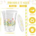 50 Sets Flower Daisy Plastic Cups 12 oz Floral Disposable Cups Spring Daisy Party Favor Drinking Beverage Cup for Baby Shower Birthday Party Supplies