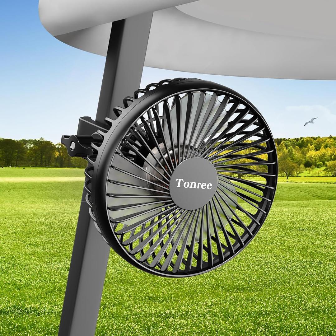 Golf Cart Fan, Portable USB Clip Fan for EZGO, Club Car, Yamaha, 3700rpm Hi-velocity and Low Noise, 3 Speed, 360 tilt, 10sec Quick Mount, Waterproof, for Travel Camping Outdoor Car Home RV