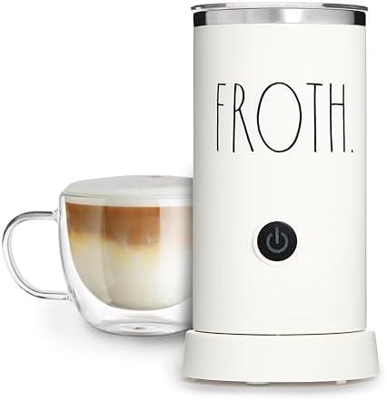 Rae Dunn Electric Milk Frother Steamer -Stylish Automatic Milk Steamer and Frother, Milk Warmer, Hot and Cold Foam Maker for Coffee, Latte, Cappuccino, Macchiato - 550 Watt (Cream)