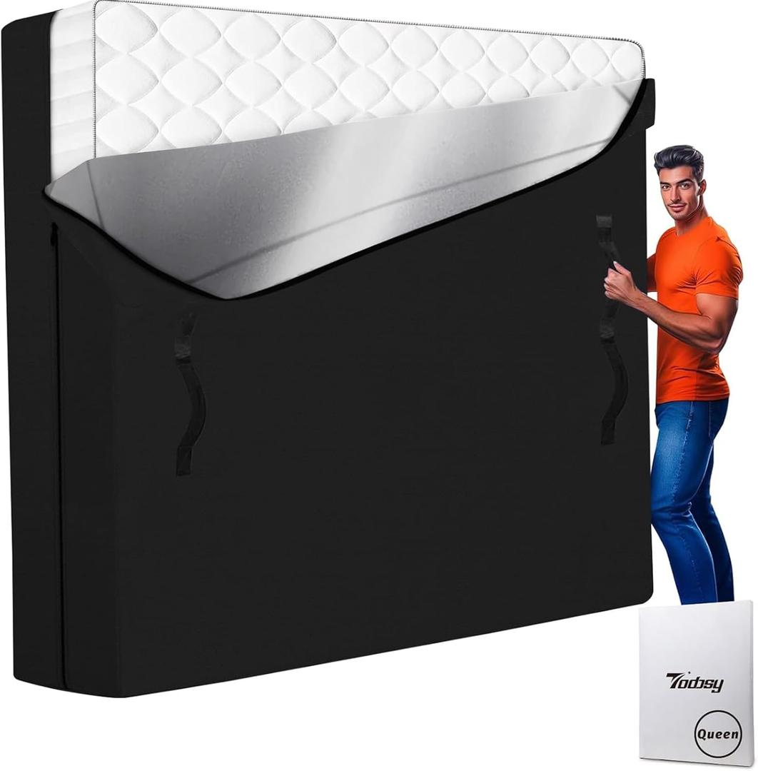 Mattress Bags for Moving and Storage, Zippered Mattress Storage Bag with 8 Strong Carrying Handles, Reusable Mattress Protector Cover Moving Supplies (Queen)
