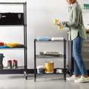Amazon Basics 3-Shelf Adjustable Heavy Duty Steel Wire Rack Storage Shelving Organizer with Storage Space, Versatility and Ease of Use for Kitchen, Garage, 23.2" L x 13.4" W x 30" H, Black