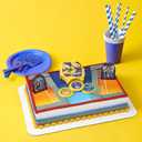 DecoSet Transformers Autobot Battle Cake Topper, 6-Piece Interactive Set of Transformer Decorations and Supplies for Party Cakes