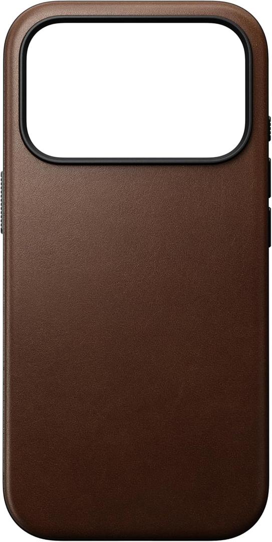 NOMAD Modern Leather Case Brown Compatible with iPhone 17 Pro Leather Magsafe Charging Compatible Phone Case for iPhone 17 Pro