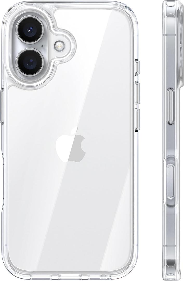 TORRAS Crystal Clear for iPhone 16 Case, [Anti-Yellowing][Military-Grade Protection], Slim Transparent Anti-Scratch Back, Soft Bumper, Non-Slip Protective Phone Cover, Clear 6.1"