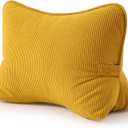Pat. Pend. Corduroy Reading Back Pillow with Lumbar Support, Triangle Backrest Cushion for Bed Sitting & Relaxing, Support Pillow for Sofa or Headboard, Bright Yellow
