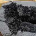 EHEYCIGA Fluffy Dog Crate Bed for Extra Large Sizes, Plush Faux Fur Crate Pad, Calming Anti Anxiety XL Bed, Washable Soft Warm Dog Mat with Non-Slip Bottom, Black