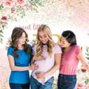 A Sweet Little Girl is on Her Way Banner Backdrop 2.1x1.5m Sweet Girl Baby Shower Photography Background Pink Floral Sweet Baby Shower Party Decorations Photo Booth Props