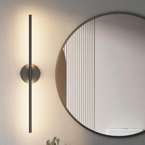Black Wall Sconce for Bathroom 28In Hardwired Vanity Light Fixture 3000K Indoor Bathroom Sconce Over Mirror 360 Rotate for Living Room