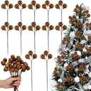 Suncalla 12 Pcs Copper Neutral Christmas Tree Decorations Bronze Neutral Textured Berry Picks and Sprays Ornaments 7.9 Inch Vintage Picks for Christmas Tree Wreath Vase Filler Branches Home Xmas Decor
