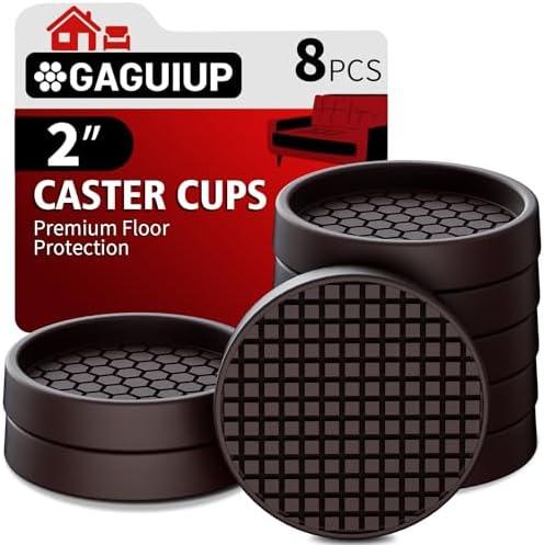Non Slip Furniture Pads - 2" Anti Skid Caster Cups, 8PCS Round Furniture Coasters for Hardwood Floors, Anti Slide Furniture Cup Bed Couch Floor Protectors, Furniture Stoppers to Prevent Sliding(Brown)