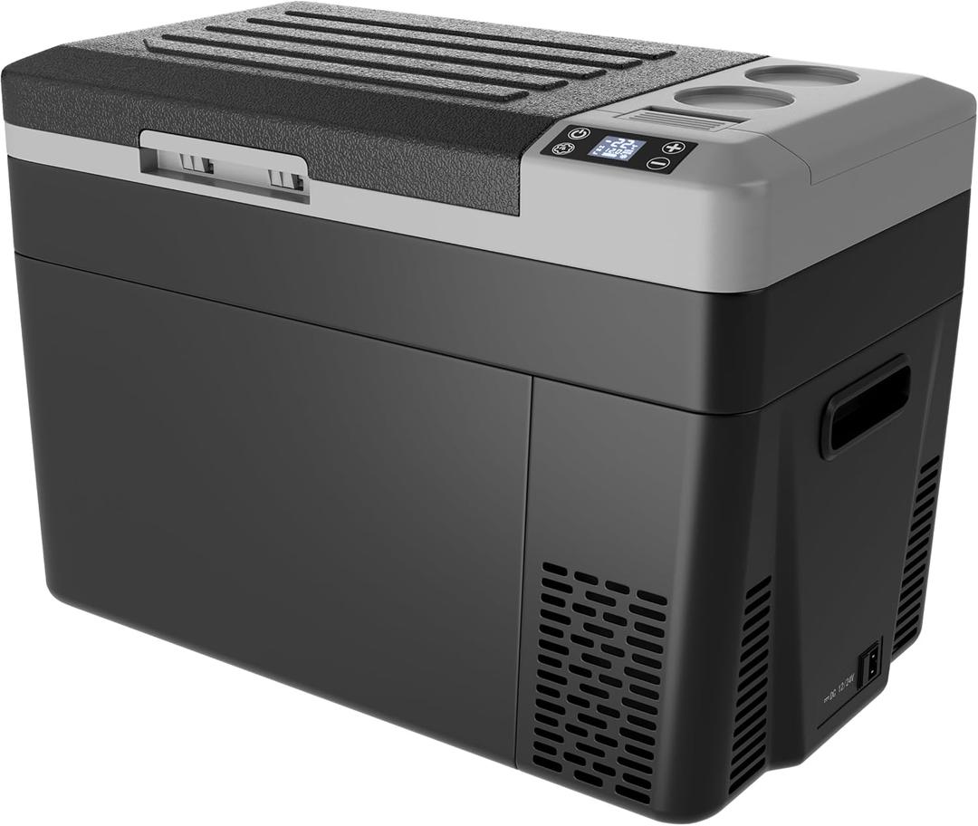 12 Volt Refrigerator Electric Cooler - 32Quart(30L) Refrigerator Compressor 12/24V DC & 100-240V AC, 12V Fridge Usable Battery for Truck, Boat, Camping, Travel, Home (32QT)