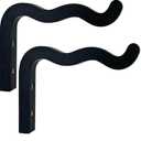 Wooden Wall Planters, Hanging Plant Hooks for Indoors, Wave-Shaped Wooden Hanging Baskets for Wall Plant Hooks Heavy Duty for Flower Pots Wind Chimes and Bird Feeders (Black, 2 Pack)