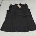 KIRUNDO Spring Tops for Women Lightweight Blouses Dressy Casual Ruffle Sleeve V Neck Pleated Business Casual Summer Shirts(Black, Small)