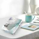 Floral Kitchen Towel Set, Quick Dry Microfiber Cloth Dish Towels 18" x 26", Ombre Art Teal White