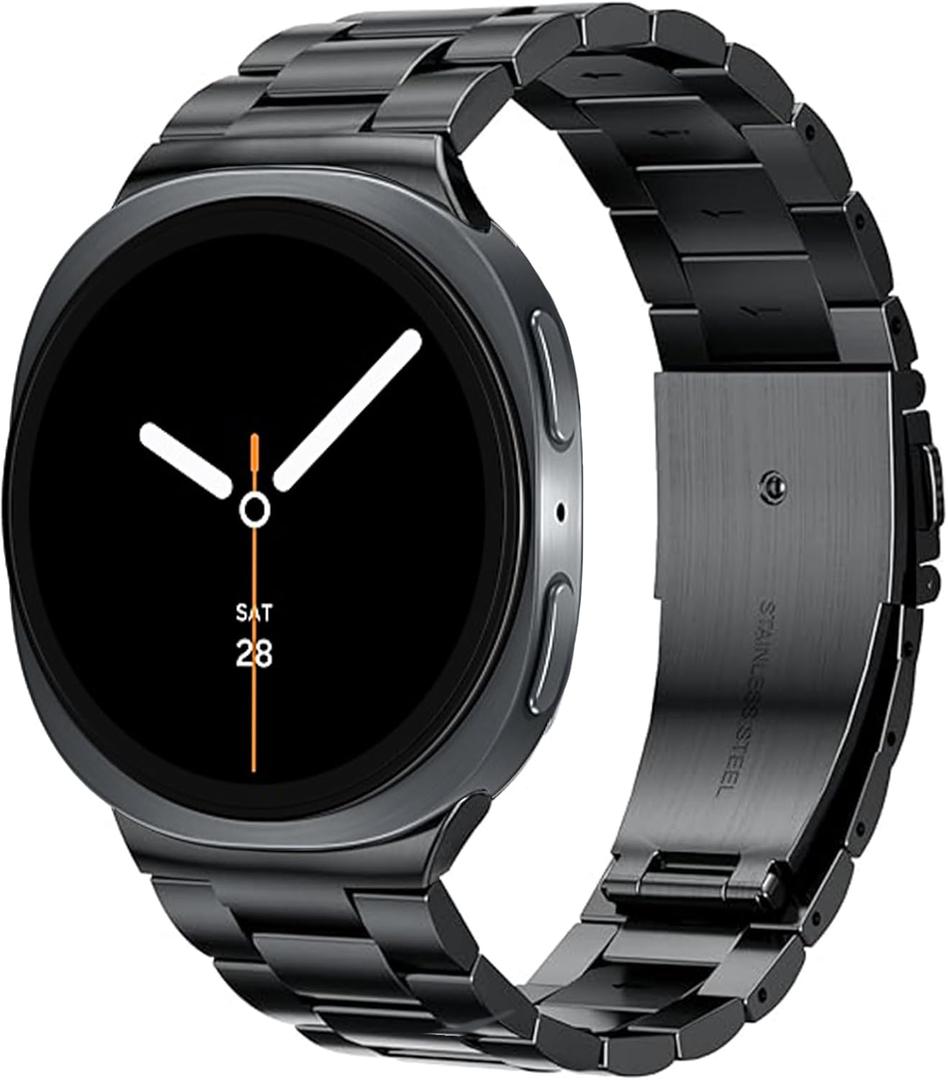 Metal Band Compatible with Samsung Galaxy Watch 8 40mm/44mm/Classic 46mm 2025,No Gap Business Stainless Steel Strap for Galaxy Watch8 Men Women,NOT for Other Models(Black)