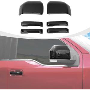 RAZPOY Carbon Fiber Rearview Mirror Cover & Door Handle Covers Kit Compatible with Ford F150 Accessories 2015-2020