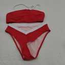 SUUKSESS Women Bandeau High Waited 2 Piece Bikini Set Cheeky High Cut Swimsuit, Size S