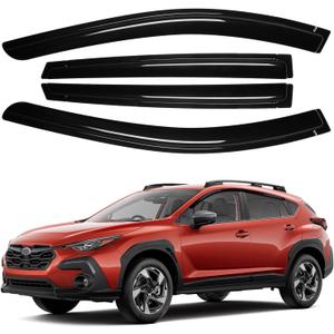 Canvcle Window Visors Rain Guards for 2024 2025 2026 Subaru Crosstrek & Impreza Accessories, Outside-Mount Tape-On Side Window Wind Deflectors Vent Visors Shades Rainproof 4PCS Black