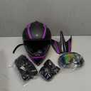 Youth Dirt Bike Helmet Set Includes Gloves, Goggles, Mask, Ideal Helmet for Kids 8-14, Premium Safety Gear for Dirt Bike Helmets Enthusiasts - DOT Approved (Purple,M)