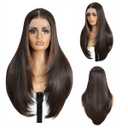 13x6 Synthetic Lace Front Wigs For Black Women Highlight Brown Mix Black Wigs 26 Inch Long Layered Straight Wigs For Women 100% Futura Premium Wigs With Bangs Beginner Friendly Daily Party Use