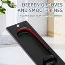 2 x Rectangle Pocket Door Lock, 304 Stainless Steel Privacy Pocket Door Hardware, 5 7/10 inch*1 7/10inch Matte Black Sliding Pocket Door Handle,for 1 3/8 to 2 3/16 Thickness Door