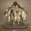 Nativity Set Indoor Nativity Scene with Manger, Christmas Nativity Sets & Figures with LED Lights, Christmas Decorations Indoor for Home Display