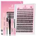 Lash Clusters Kit 10-18mm Natural Lashes Clusters D Curl False Eyelash Clusters, DIY Lash Extension Kit with Lash Bond & Seal, Lash Glue Remover, Lash Tweezers
