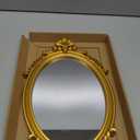 Decorative Vintage Oval Makeup Mirror with Gold Plastic Frame,Tabletop Mirror-7.5 x 11 inches