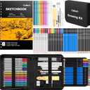Caliart 176PCS Art Supplies Sketching Kit with 100 Sheets 3-Color Sketch Book, Graphite Colored Charcoal Watercolor & Metallic Pencils, Drawing Set Christmas Gifts for Adults Teens Girls Boys Kids (Black)