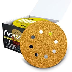 Faoyoon 5 Inch Sanding Discs Hook and Loop | 60/80/120/220/320 Grit Sandpaper Assortment | Orbital Sander Pads | Sand Paper for Automotive and Woodworking | 50 Pack