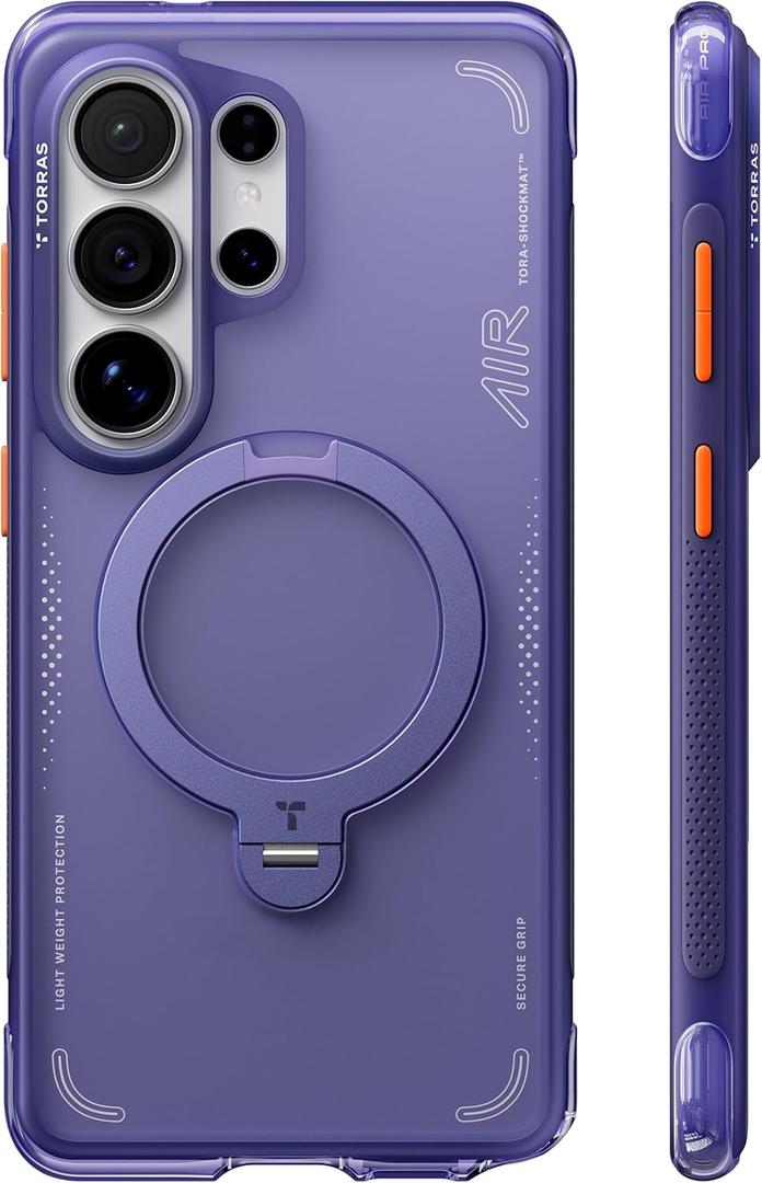 TORRAS Ostand Q3 Air for Samsung Galaxy S26 Ultra Case with 360 Magnetic Stand, Fit for MagSafe, Airbag Cushion, Mil-Grade Drop Tested, Shockproof Phone Case for S26 Ultra 6.9", Violet Surge