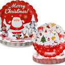 Havawish 60 Pcs Red Santa Paper Plates Merry Christmas Party Decorations Disposable Xmas Plates Snowman Paper Table Dinnerware Set for Christmas Holiday Party Table Decor