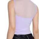 SUUKSESS Women Sexy Mesh Sheer Crop Tank Tops Sleeveless Ruched Going Out Tops (XS)