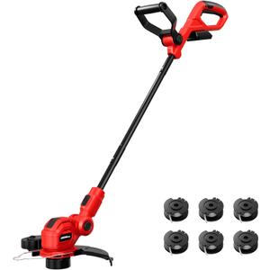 HEINPRO Cordless String Trimmer Compatible with Milwaukee M18 Battery, 12" Electric Weed Wacker, Auto Line Feed, Weed Eater Battery Powered Grass Trimmer, w/ 6 Line Spools, Red (Tool Only)