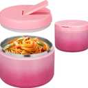 12oz Insulated Vacuum Food Jar with Buckle Lid Wide Mouth Soup Thermo for Hot Food Kids Leakproof Stainless Steel Lunch Container (Gradient Pink, 12OZ)
