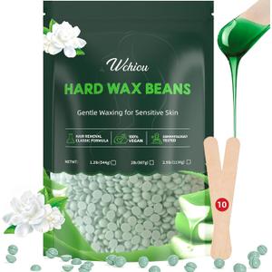 Hair Removal Wax, 2lb Wax Beads for Sensitive Skin, With Pure Aloe Vera, For Face, Eyebrow, Leg, Bikini, Brazilian Waxing, Coarse Body Hair Specific
