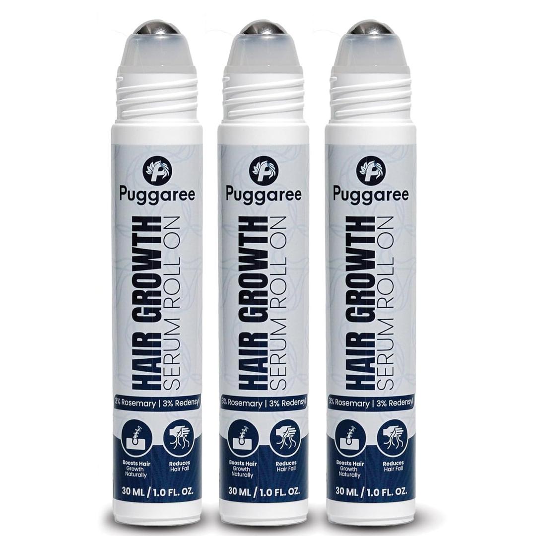 Rosemary Hair Growth Serum Roll-On 3-Pack  3% Rosemary, 3% Redensyl, DHT-Blocking Scalp Serum for Thicker, Fuller Hair  For Women & Men (30 ml x 3)